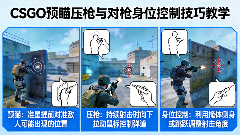 CSGO预瞄压枪与对枪身位控制技巧教学画面