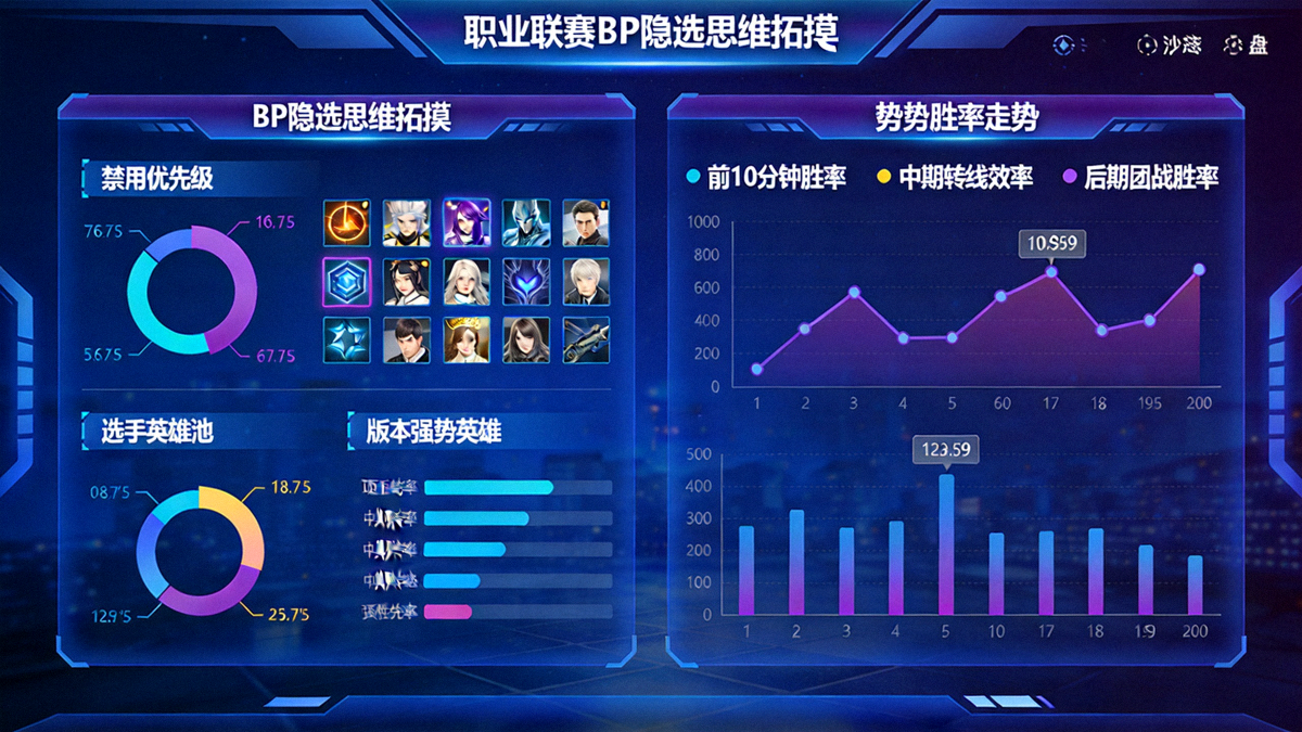 职业联赛BP禁选思维拆解与局势胜率走势沙盘大屏